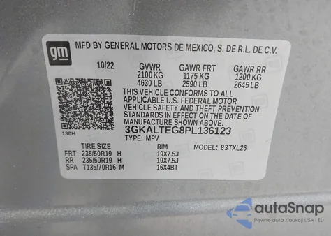 2023 GMC Terrain Awd Sle z USA, uszkodzony, nr VIN 3GKALTEG8PL136123